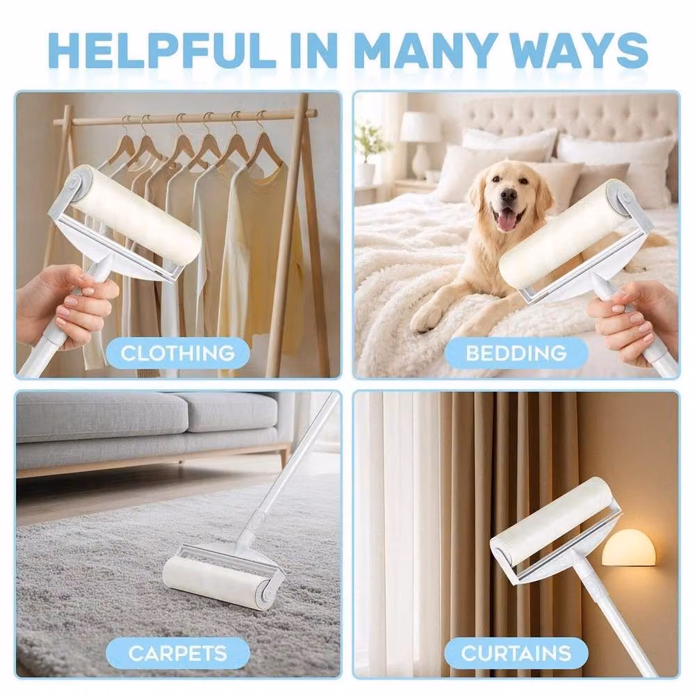 NESTLUNE Large Lint Roller with Long Handle in White, W/D/H: 100 x 15 x 15 cm – 3