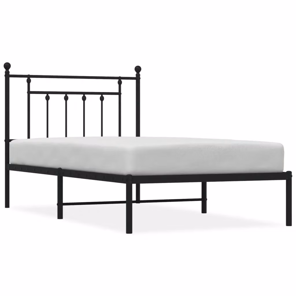 Berkfield Home Metal Bed Frame with Headboard in Black, W: 100 cm, L: 190 cm – 2