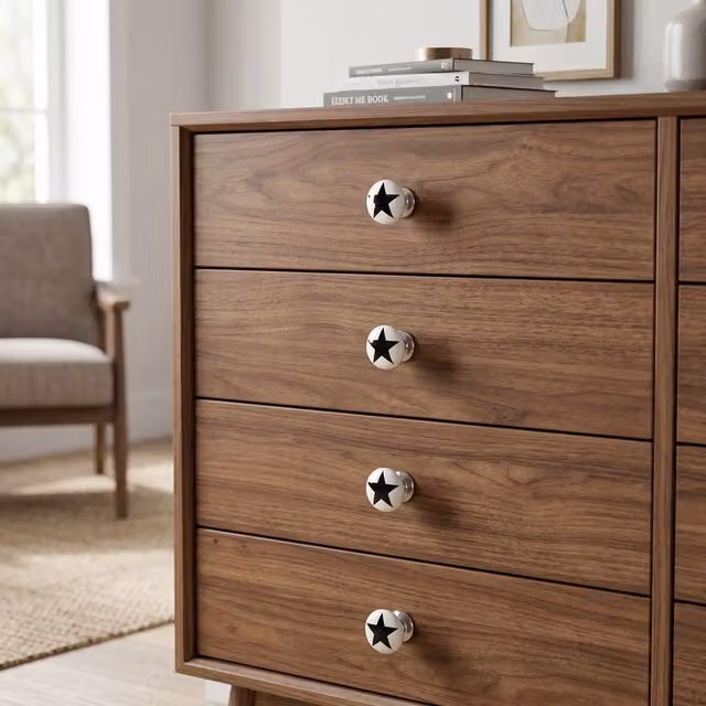 Orsina Set of 4 White Polished Ceramic Star Drawer Knobs – 4