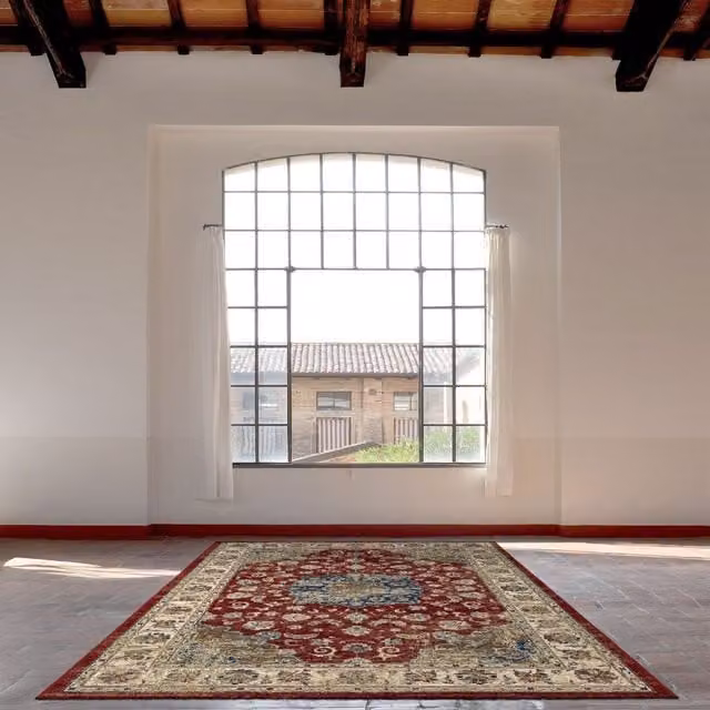 The Rug Shop UK Red Traditional Floral Oriental Machine Woven Area Rug, W: 160 cm, L: 230 cm – 1