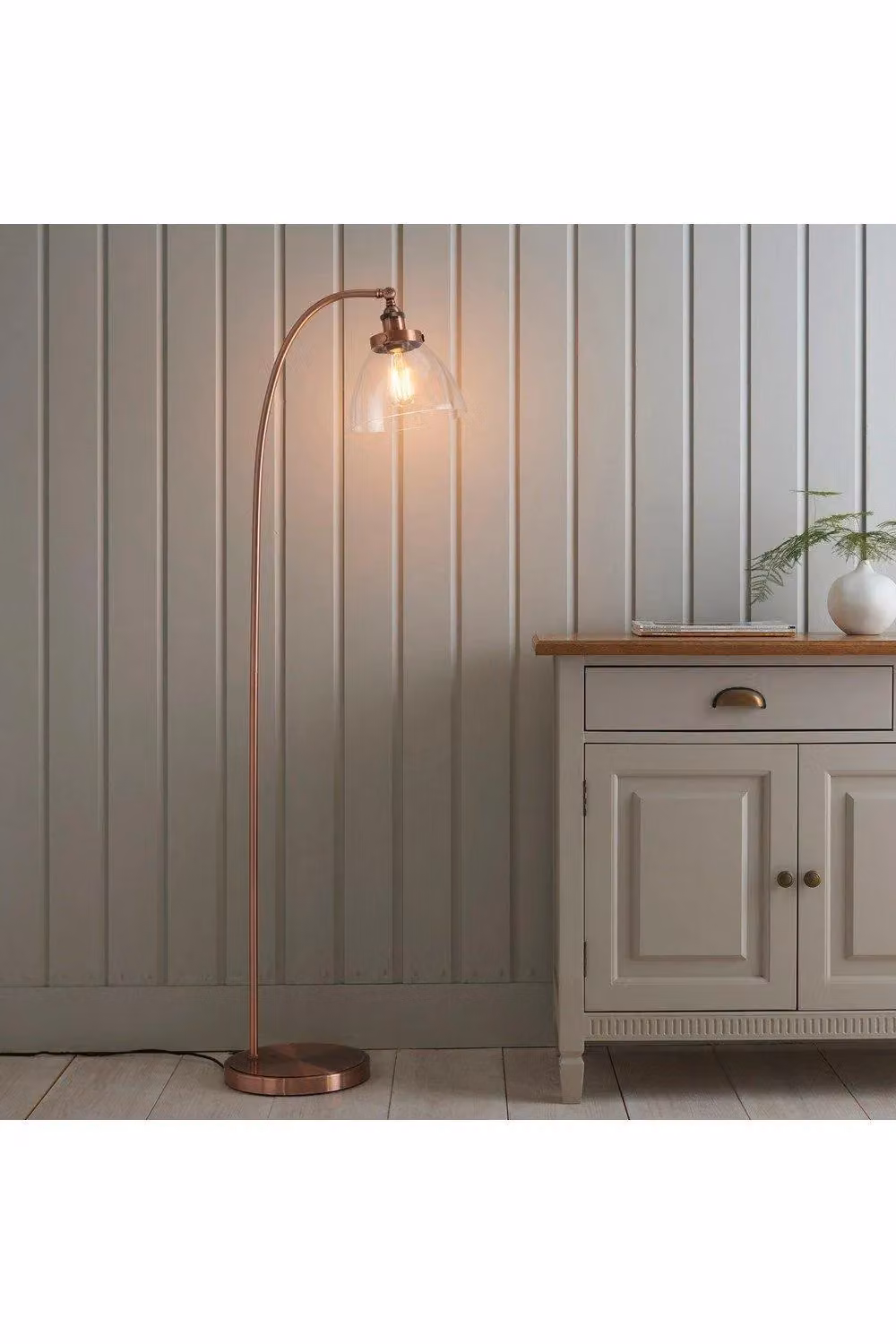 Netlighting Hansen Adjustable Floor Lamp in Aged Copper and Brown Glass with E27 Socket – 2