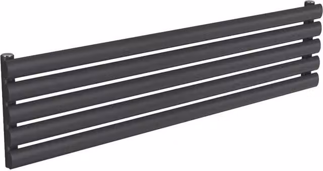 Bathroom Kingdom Nevah Anthracite Single Oval Steel Radiator in Grey, H: 295 mm, W: 1200 mm