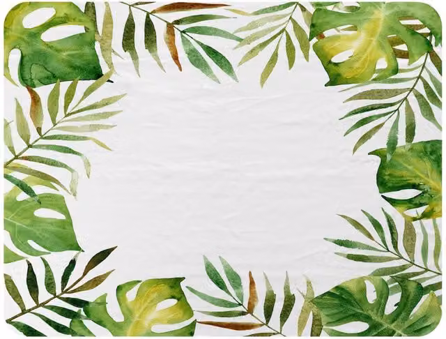 Benjamin Tate Design Border Of Botanical Leaves Fleece Blanket in Green and Beige, W/D/H: 120 x 150 cm – 2