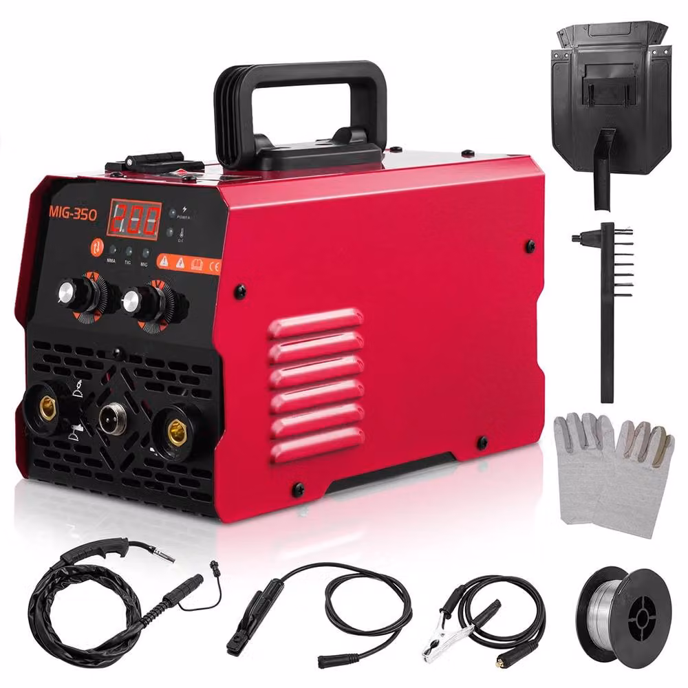 VOGREX 3-in-1 MIG Welder Inverter, 350Amp, 220V, MMA/TIG/MIG, Red – 3