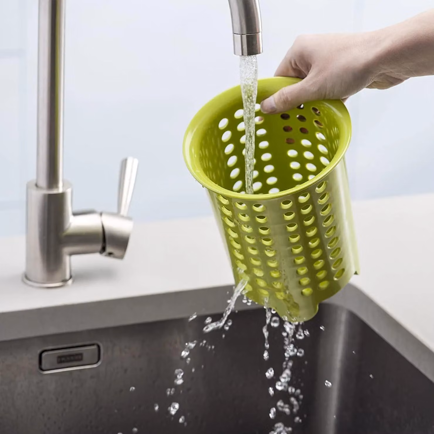 Zeal Melamine Cutlery Drainer and Utensil Pot in Green, W/D/H: 14 x 14 x 17 cm – 3