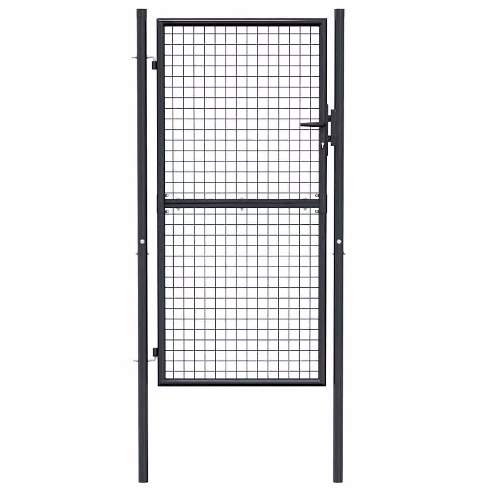 Berkfield Home Single Mesh Swing Garden Gate in Grey Galvanised Steel, W: 100 cm, H: 225 cm – 3