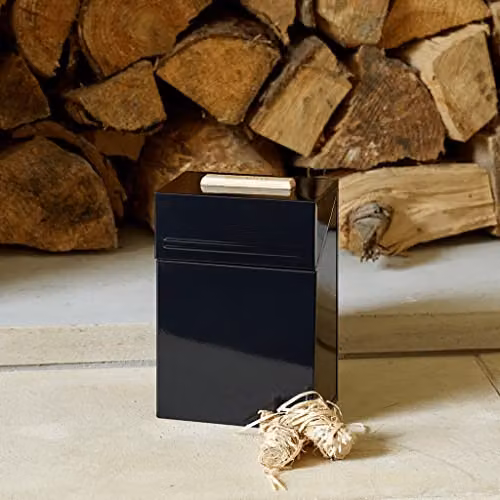 Valiant Metal Firelighter and Pellet Storage Box with Lid, Black – 5