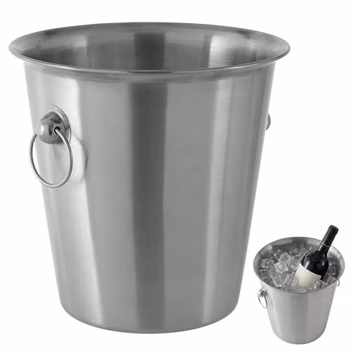 Orsina Stainless Steel Wine Bucket with Brushed Finish in Silver – 1