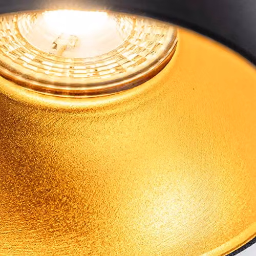 CGC Lighting Sandra Black Cylinder Ceiling Spotlight with Gold Inner Reflector – 3