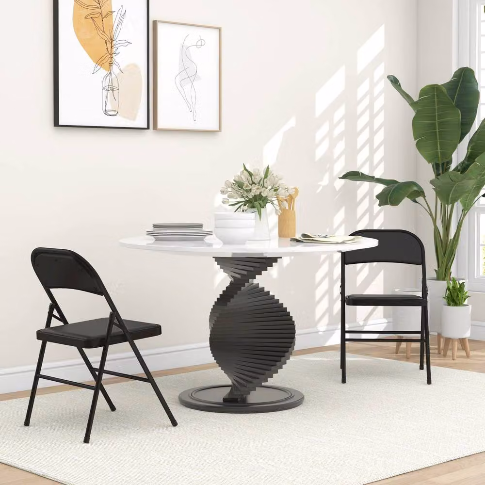 Wyld Haus Dihaka Set of 2 Black Faux Leather Cushioned Folding Chairs – 3