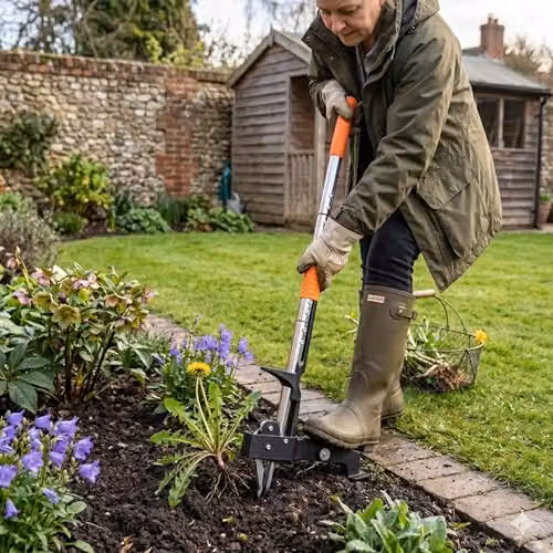 Lazy Tools Lazy-Weeder Stand Up Weeder Tool in Orange and Silver with 100 cm Long Handle – 2