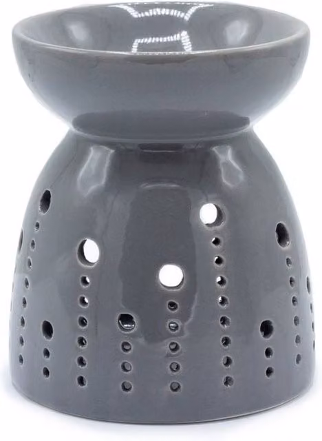 KDMD Grey Classic Ceramic Tabletop Oil Lamp with Geometric Bubble Cutout