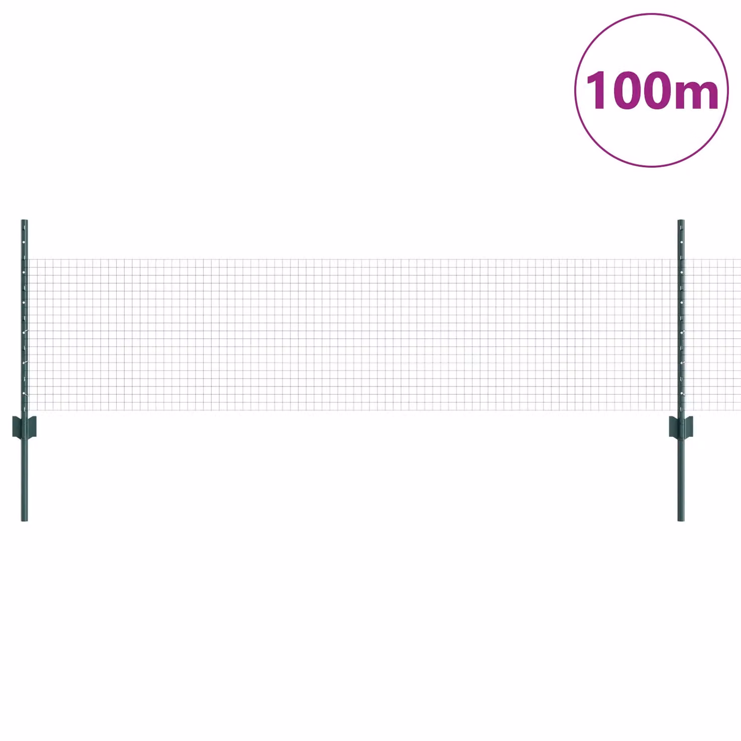 Berkfield Home Green Steel Welded Wire Fence with 44 U-Profile Posts, W: 0.5 m, L: 100 m – 2