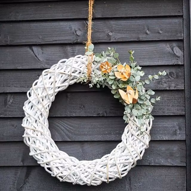 Ivyline White Rattan Wreath, Diameter: 40 cm