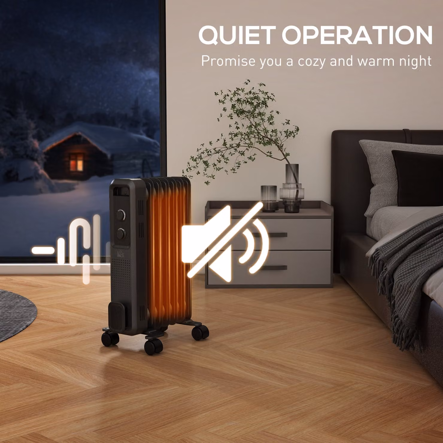 HOMCOM 1500W Oil Filled Radiator with 7 Fins and 3 Heat Settings, Grey – 7