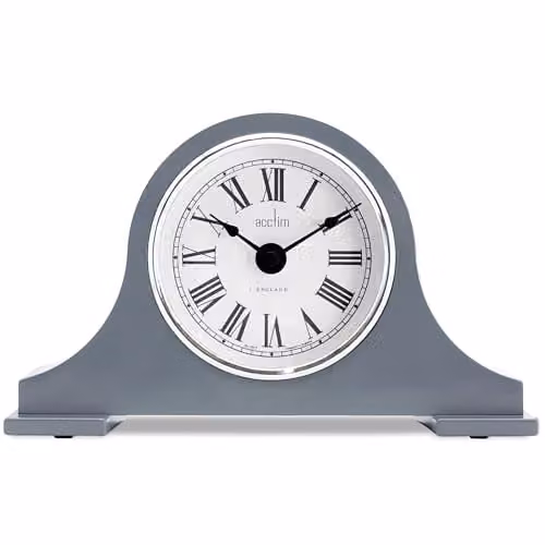Acctim Harston Napoleon Quartz Battery Mantle Clock in Aston Grey with Clear Roman Numerals
