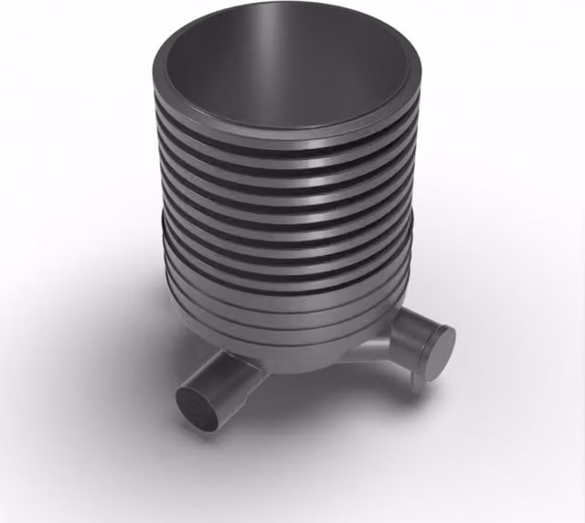 Turtle Inspection Chamber Set in Black, Diameter: 60 cm, Depth: 89.6 cm, with 15 cm Channel and 15 cm Inlets