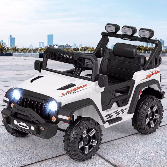 Costway 12V Electric Kids Ride On Truck with Light and Sound, White