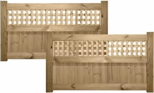 Premier Garden Supplies URBAN Interlocked Tongue Groove Double Driveway Gate with Square Trellis Top, Pressure Treated Wood, Width: 90 cm