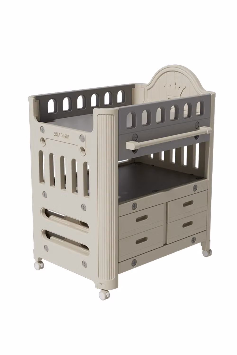 Living and Home Mobile Baby Diaper Changing Table with 4 Drawers and Storage Shelf in Grey – 3