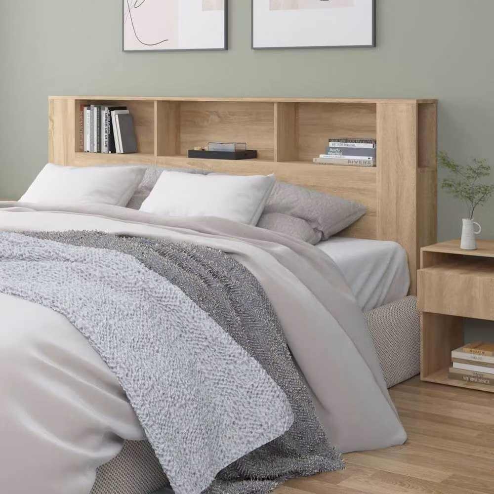 Berkfield Home Sonoma Oak Headboard Cabinet in Light Brown, W: 200 cm, D: 18.5 cm, H: 104.5 cm – 2
