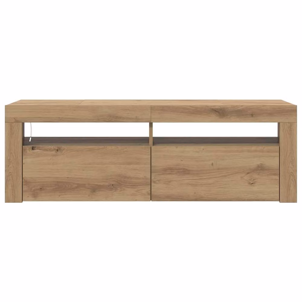 Berkfield Home Modern Artisan Oak TV Cabinet with LED Lights in Brown, W/D/H: 120 x 35 x 40 cm – 5
