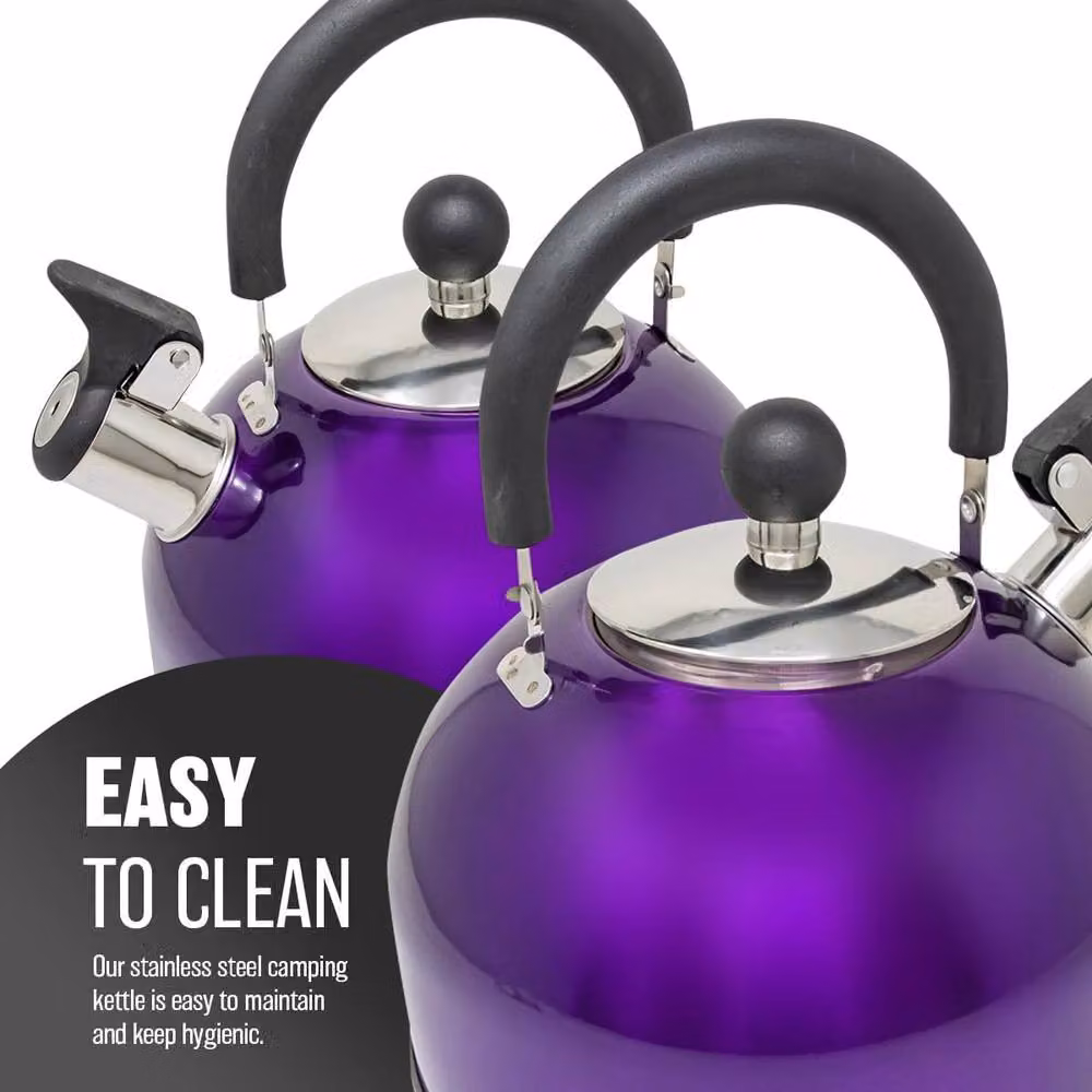 BARGAINS-GALORE 2.5l Stainless Steel Whistling Kettle in Purple – 7
