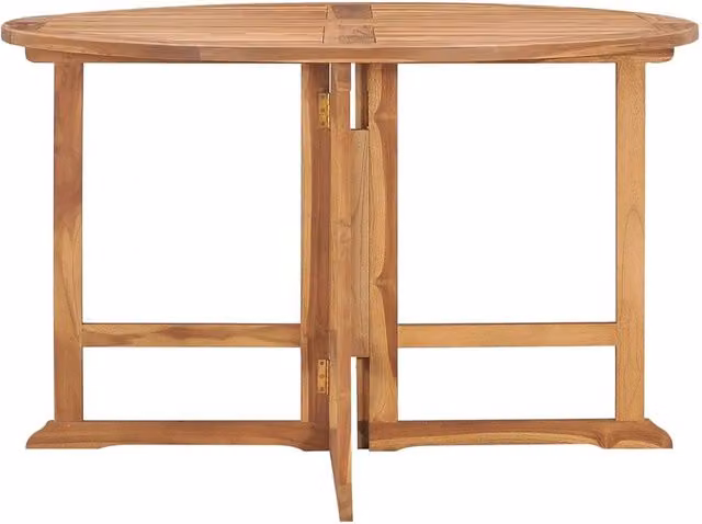 Berkfield Home Durable Folding Garden Dining Table in Brown Solid Teak Wood, Diameter: 110 cm, Height: 75 cm – 1