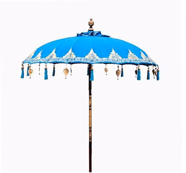 KDMD Bali Patio Parasol with Turquoise Cotton Canopy, Diameter: 2 m