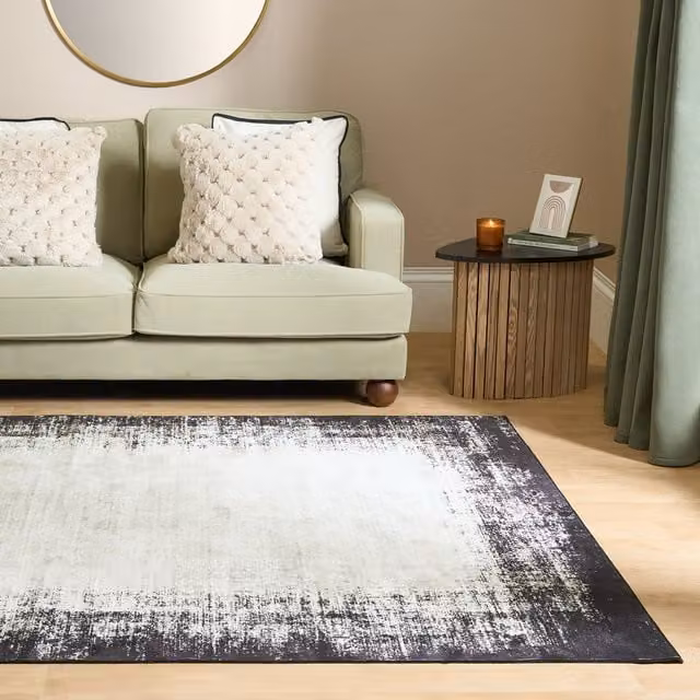 OHS Abstract Modern Non-Slip Washable Soft Runner Rug in Beige, W/D/H: 160 x 230 cm
