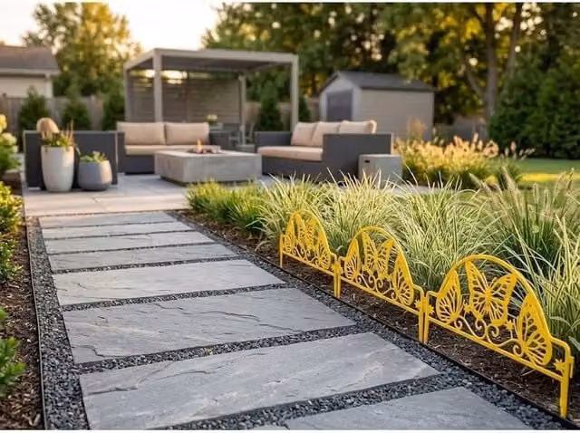 EONLION Yellow Plastic Lawn Border Edge Fence, 10 Pack, Width: 100 cm – 1