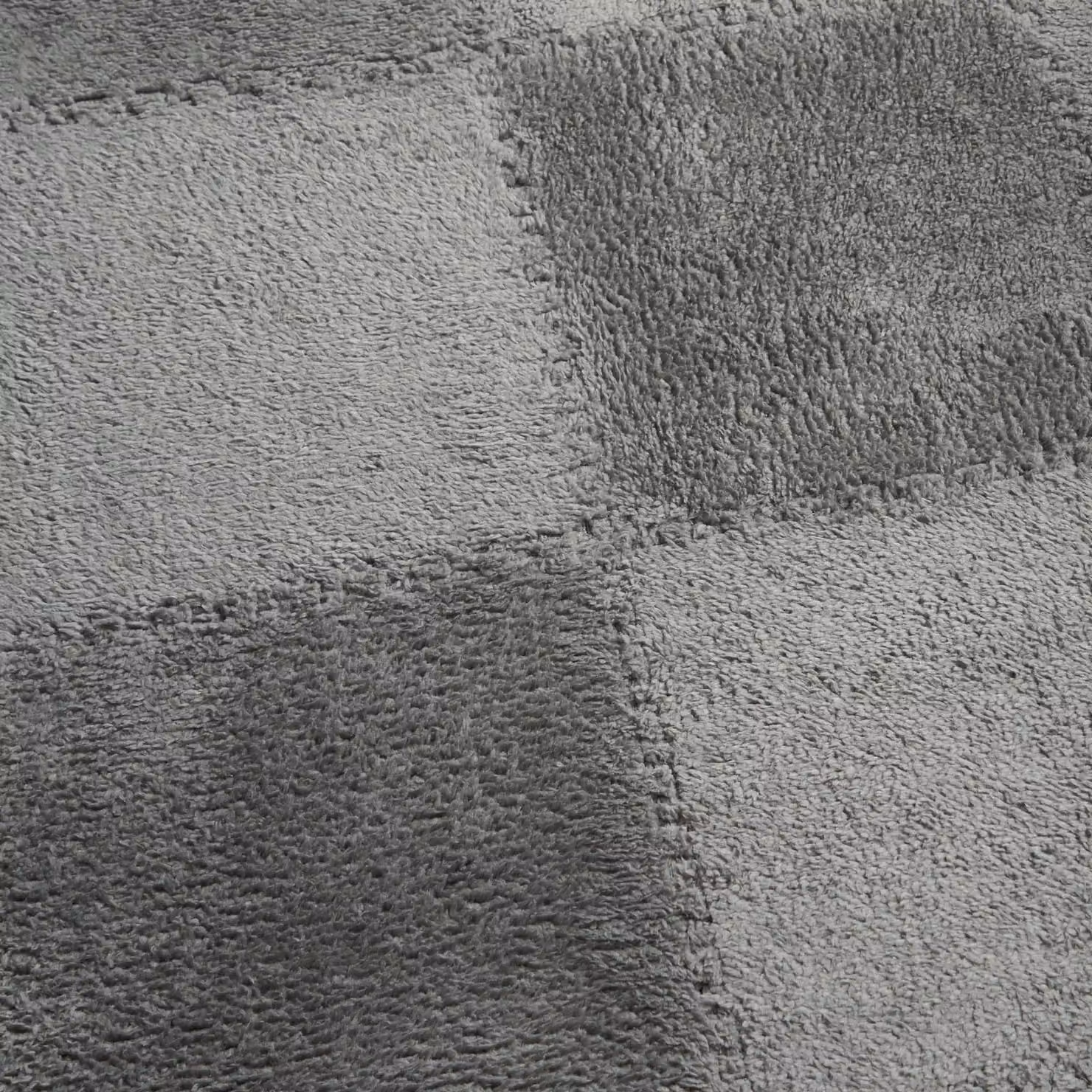 OHS Grey Teddy Fleece Interlocking Foam Floor Tiles for Kids and Yoga, Medium Size – 3