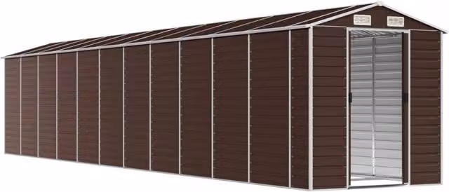 Berkfield Home Brown Galvanised Steel Gable Garden Shed W/D/H: 191 x 980 x 198 cm – 1