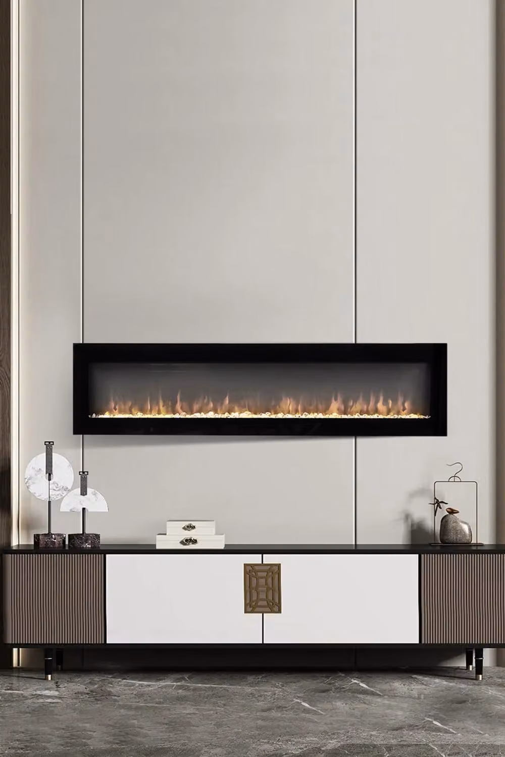 Living and Home 50 inch Wall Mount Electric Fireplace with Remote, Black – 3