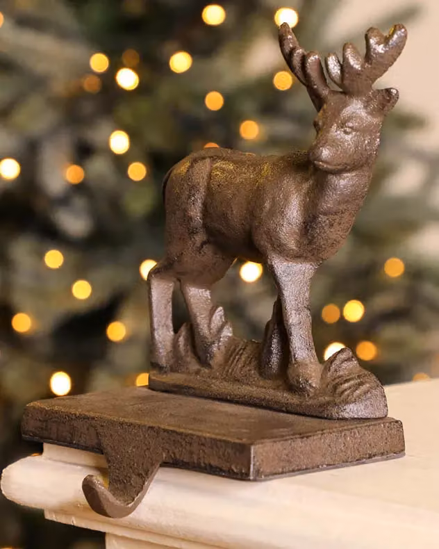 Dibor Pack of 2 Rustic Brown Stag Decorative Christmas Stocking Holders – 2