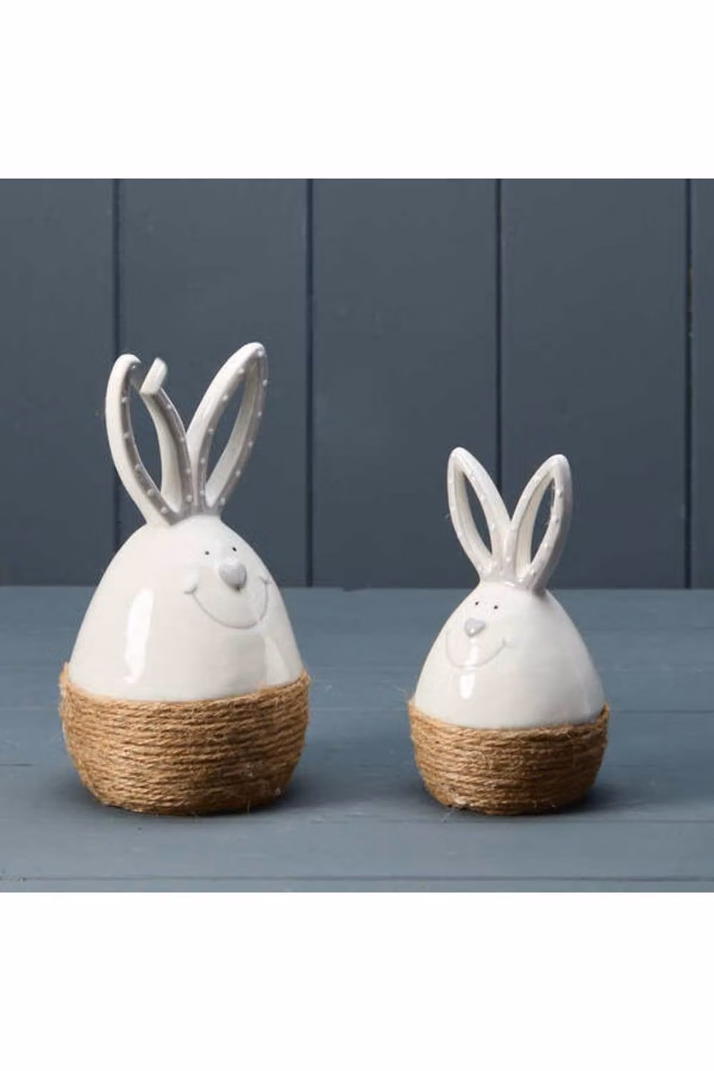KDMD White Ceramic Rabbit Egg Statement Ornament – 2