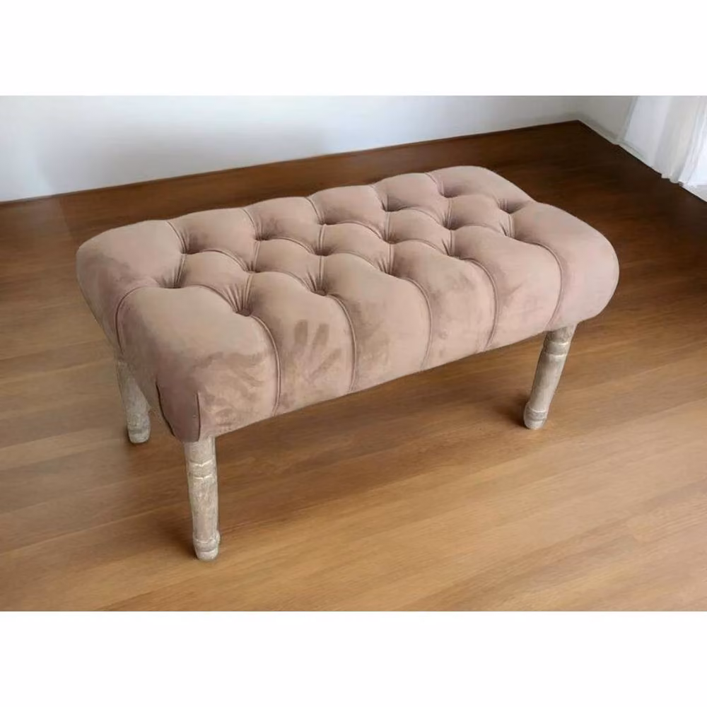 Minster Stylish Living Ltd Fabric Footstool in Taupe, W: 40 cm, D: 80 cm, H: 45 cm – 2