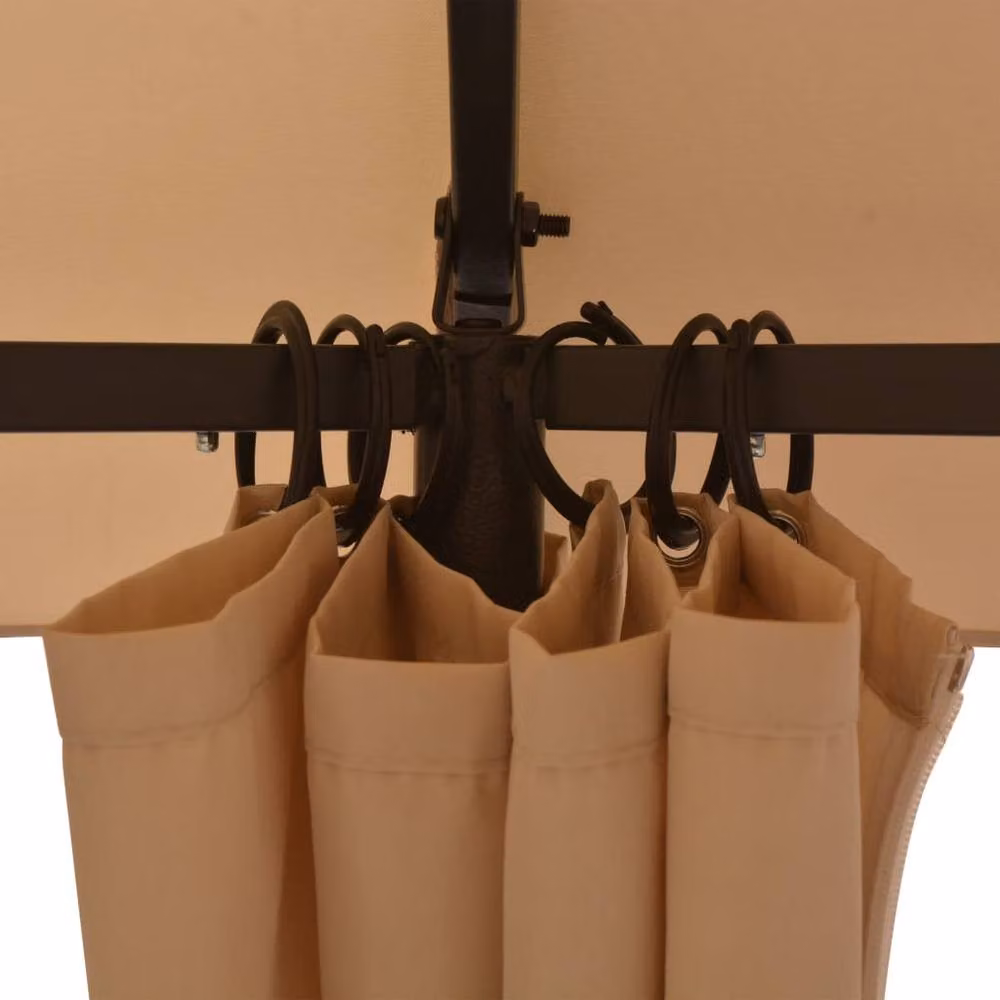 Berkfield Home Elegant Hexagonal Garden Marquee Pavilion Tent with Curtains, Beige, W: 312 cm, D: 312 cm, H: 265 cm – 2