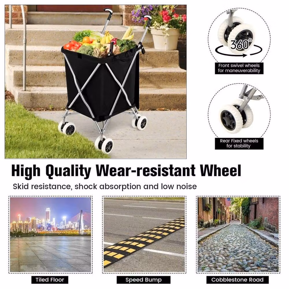 Kelvenix 90L Foldable Lightweight Shopping Cart in Black – 5