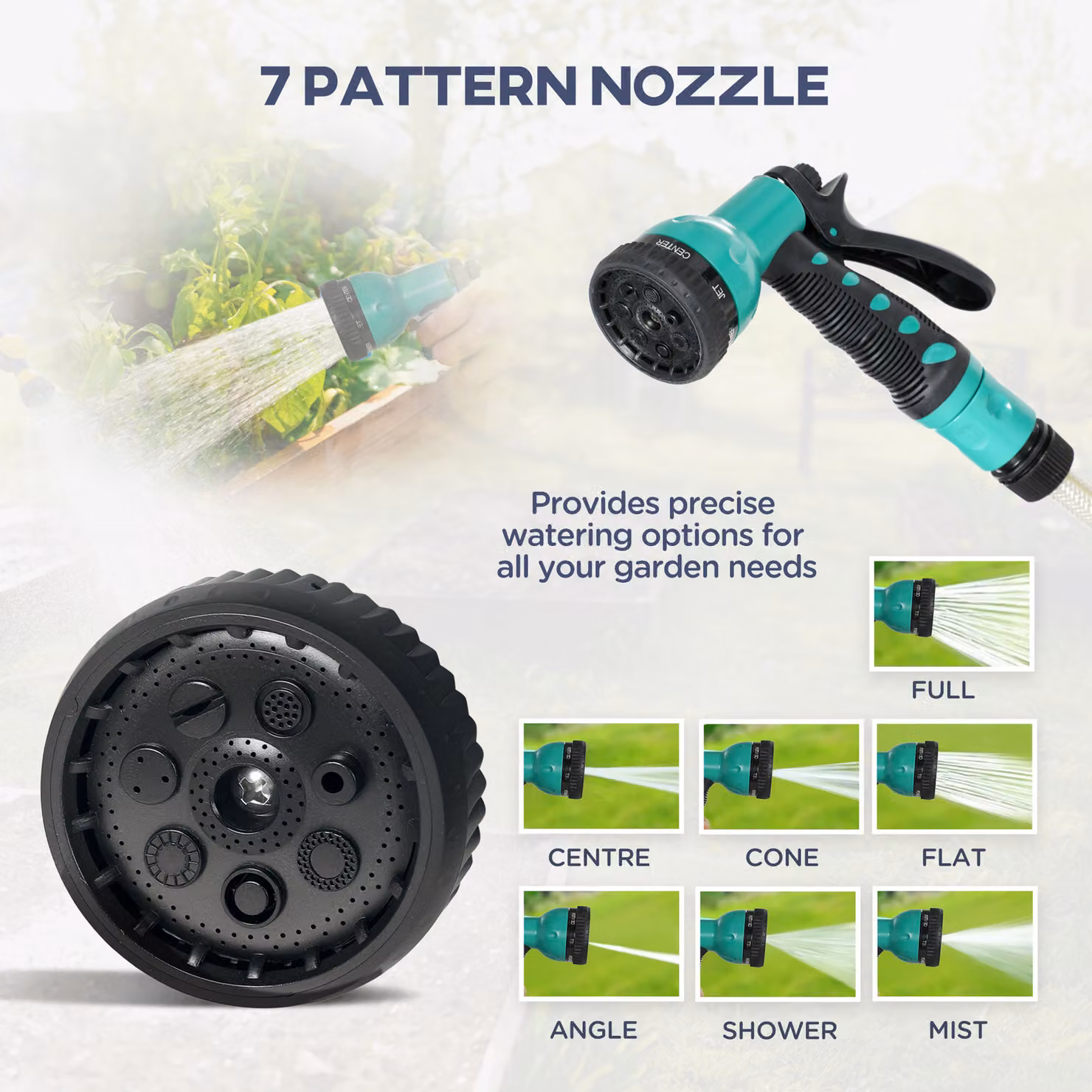 Outsunny Retractable Wall Mounted Garden Hose Reel with Auto Rewind and 7-in-1 Spray Nozzle, Green – 6