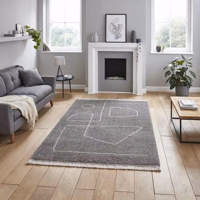 Terrys Boho A474 Berber Rectangular Rug in Grey and Cream