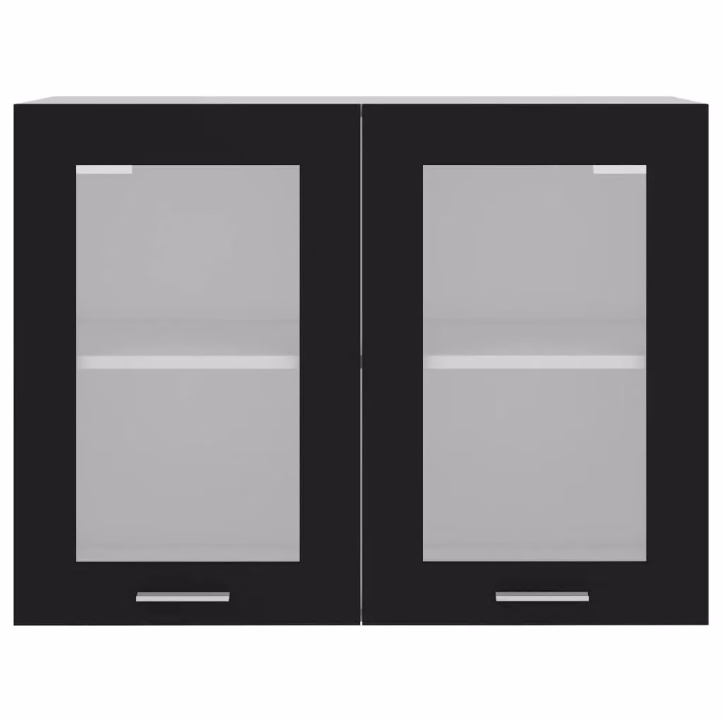 Berkfield Home Modern Black Wall Mounted Glass Cabinet with Internal Shelves W/D/H: 80 x 31 x 60 cm – 5