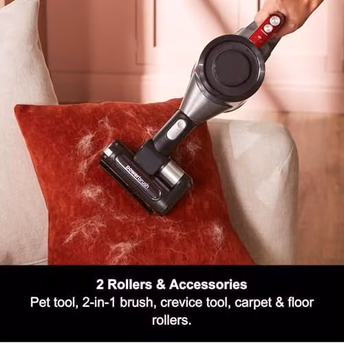Morphy Richards PremierGlide Cordless Stick Vacuum Cleaner, Grey and Red, Bagless with HEPA Filter, Anti-Tangle Roller and Pet Tool – 5