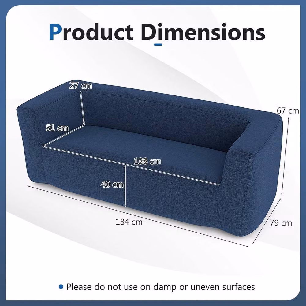 Kelvenix Double Inflatable Portable Blow Up Couch in Blue, W/D/H: 184 x 67 x 42 cm – 2