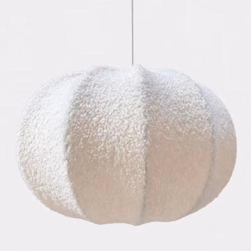 CGC Lighting Zita Large Oval Cream Teddy Bear Fabric Lampshade, Diameter: 45 cm – 1