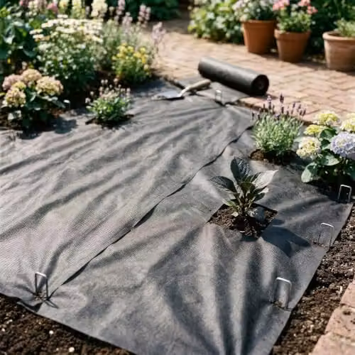 Harbour Housewares 50gsm Black Weed Control Fabric, 3 Rolls of W: 1 m, L: 10 m – 2