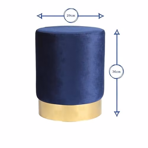 Harbour Housewares Round Velvet Pouffe Footstool in Grey, W/D/H: 29 x 29 x 36 cm – 3