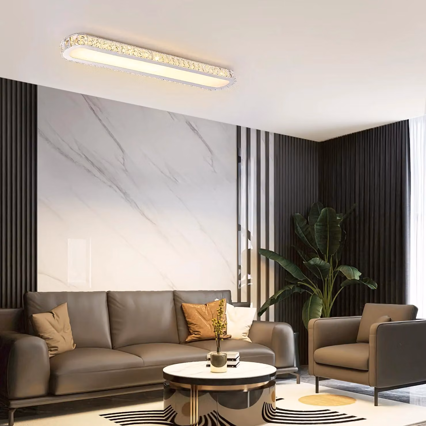 Garwarm Modern Luxury LED Ceiling Lamp in White with Remote Control and Dimmable Function – 2