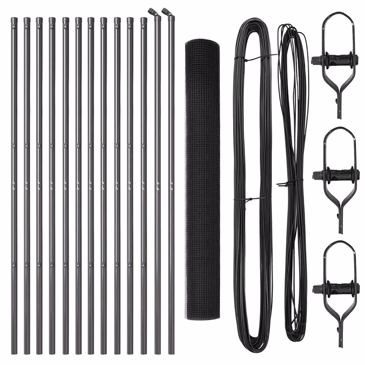 Berkfield Home Grey Steel Welded Wire Fence with 13 Posts, W: 25 m, H: 1.4 m – 3