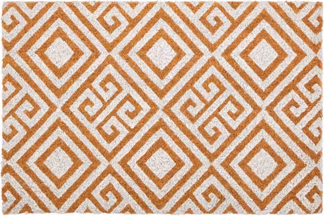 Orsina Filta Blue and White Geometric Coir Doormat in Brown – 1